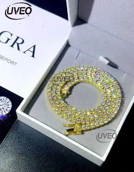 Custom gra jewelry 3MM 4MM 5MM sterg sier vvs tennis ice out lab grown dia mossanite moissanite necklace chain for women men