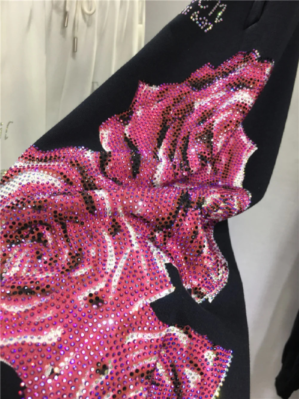 XL-4XL Plus 150kg Womens Rhinestone Flower Big Size Sweatpants Casual Streetwear High Waisted Baggy Pants Woman Z260314