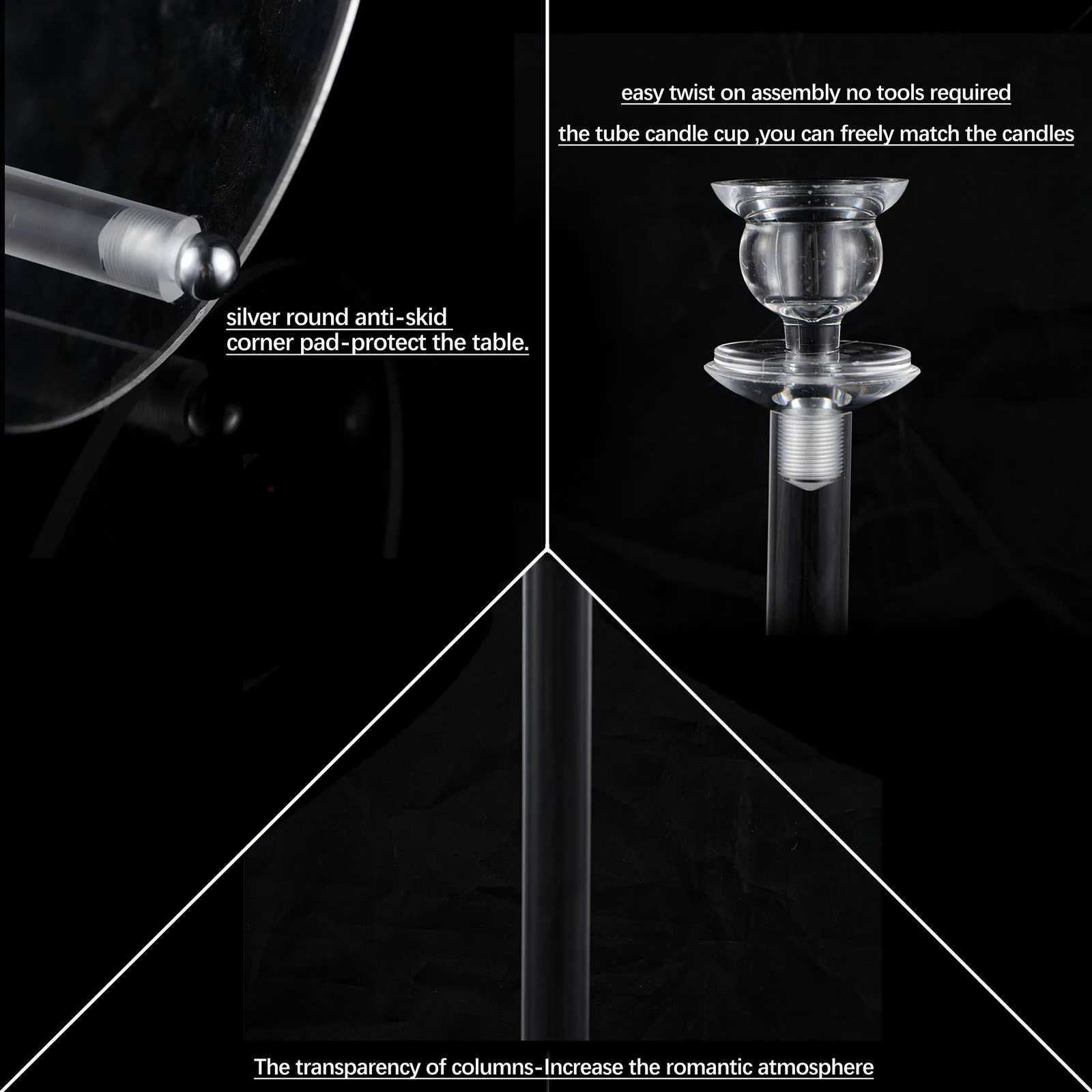 10pcs Acrylic Candelabra Centerpiece for Wedding 5 Arm Clear Candlestick Holders with Removable Lampshade for Party Table Baby G251119