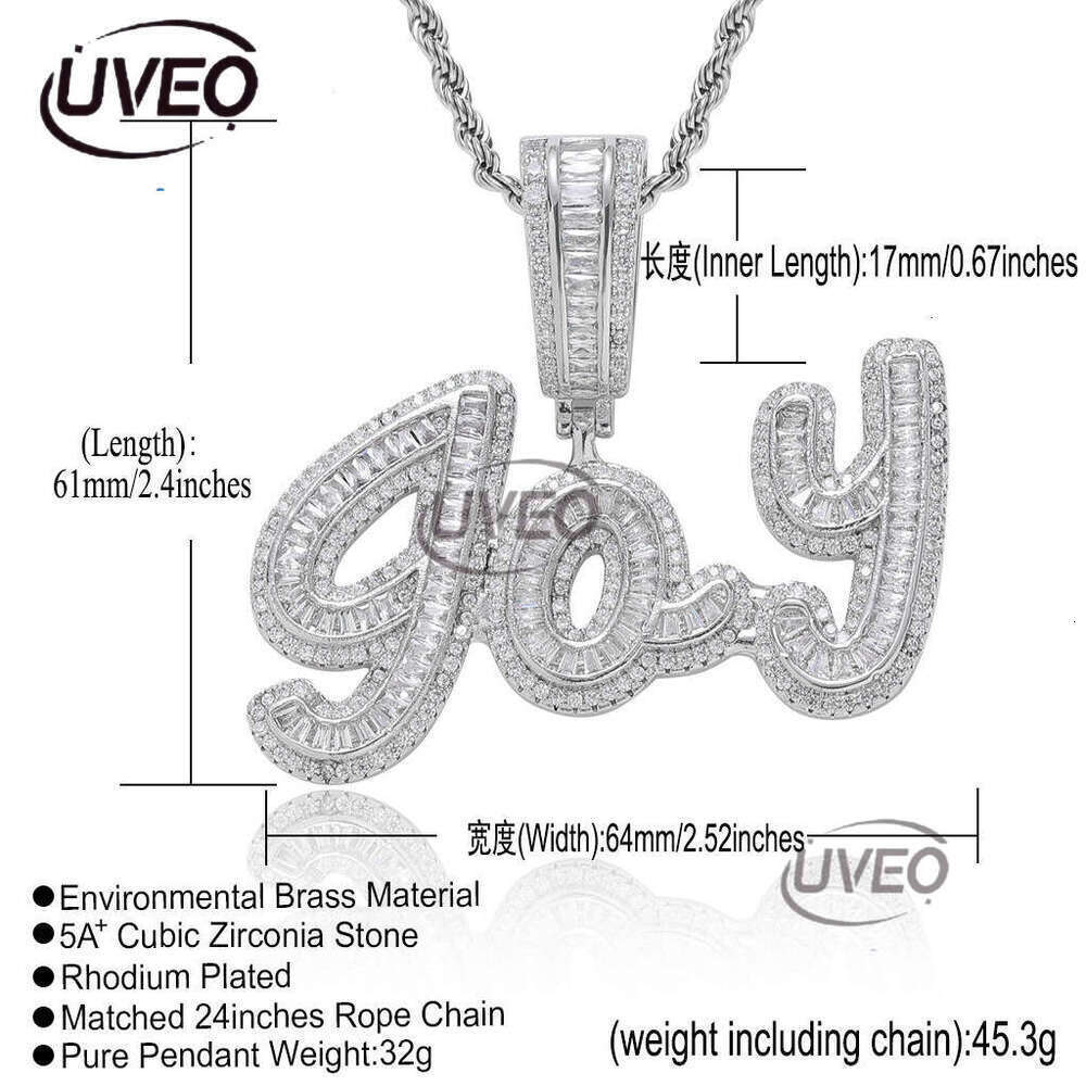 Luxury designer hip hop patchwork pendant Ice out VVS Moissanite ladder square Letter Men Women Hip hop necklace pendant