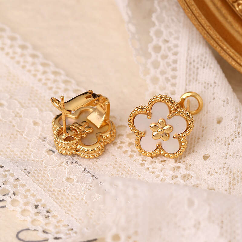 Shell Silver Needle Jewelry High-End Women's Flower Studs Light Luxury European and American Hot-Selling Korean Earrings Gold Niche - view 7