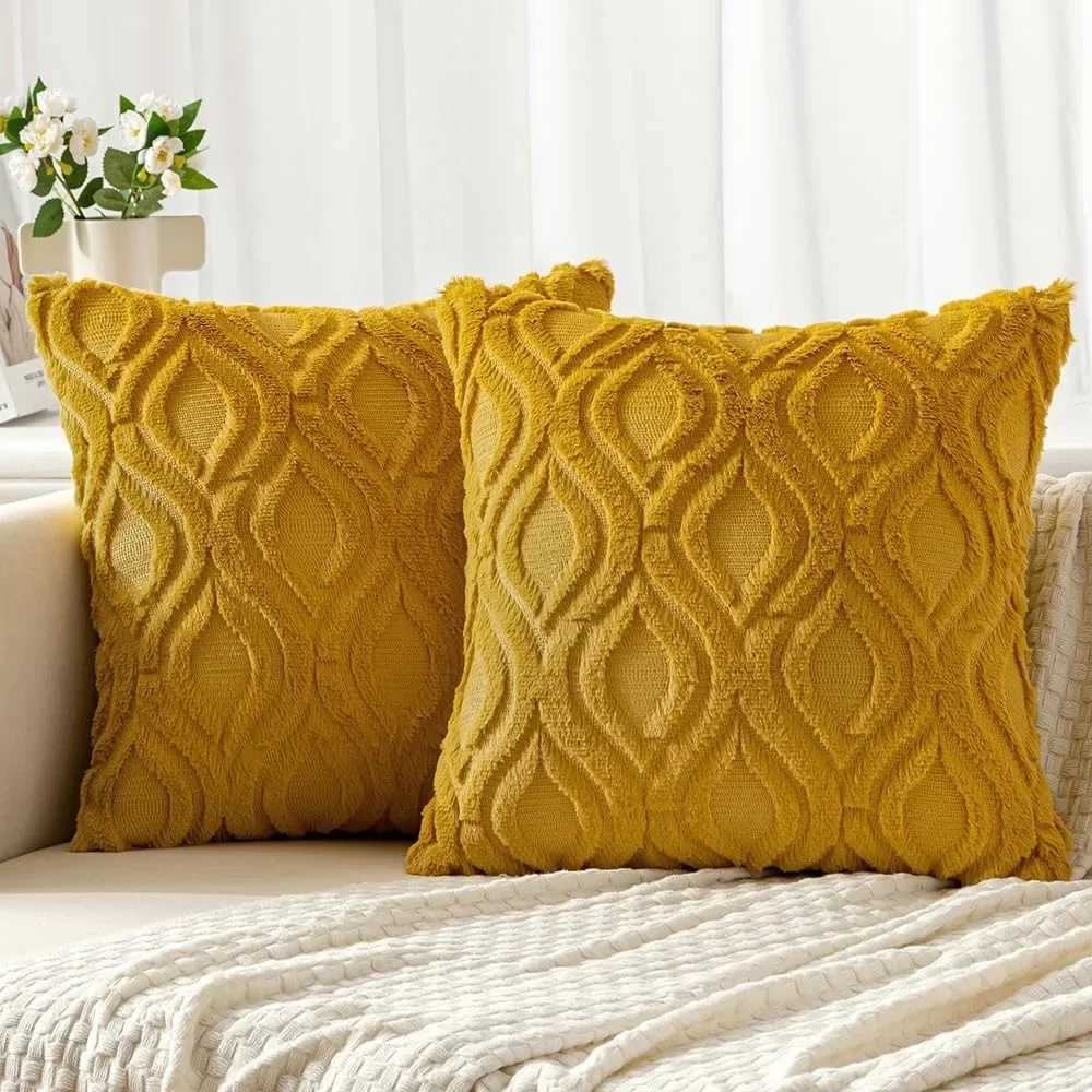 Fall Rust Orange Throw Covers 45x45CM Soft Plush Faux Wool Couch Cushion Cover Boho Throw for Sofa Living Room BedM251119