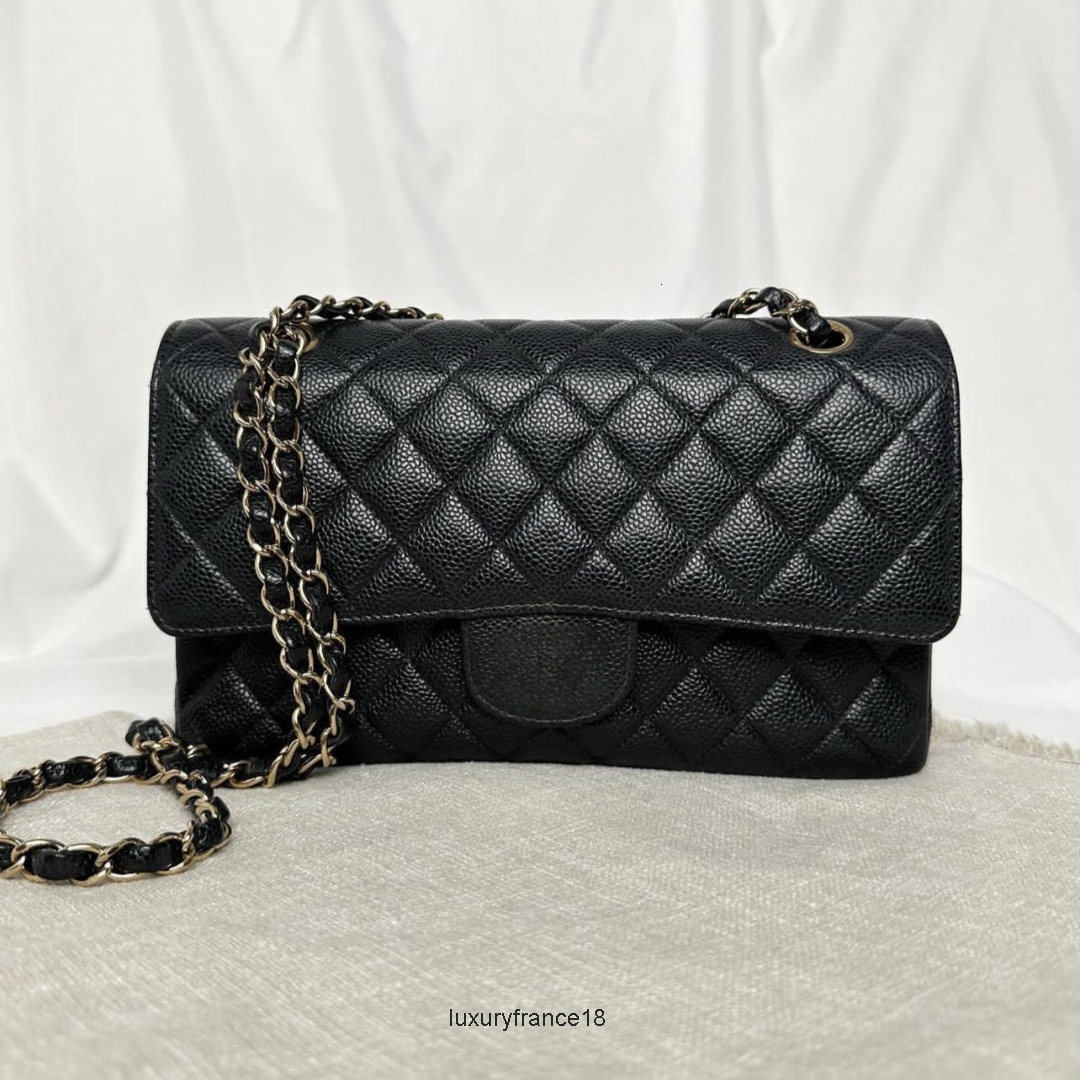 luxury designer bag 25cm cf flap high quality genuine leather chain caviar cowhide shoulder crossbo channels chanels cc W759