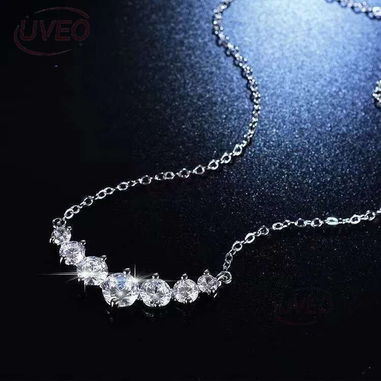 Fine Jewelry Twin Heart Halo Shape Dia Moissanite Pendant Necklaces Sterg Sier Chain For Women Engagement