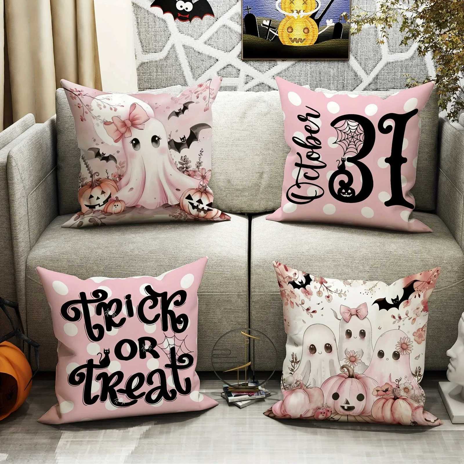 Halloween decorative cases ghost pumpkin spider web bat trick or treat case bedroom living room sofa cushion coverM251119