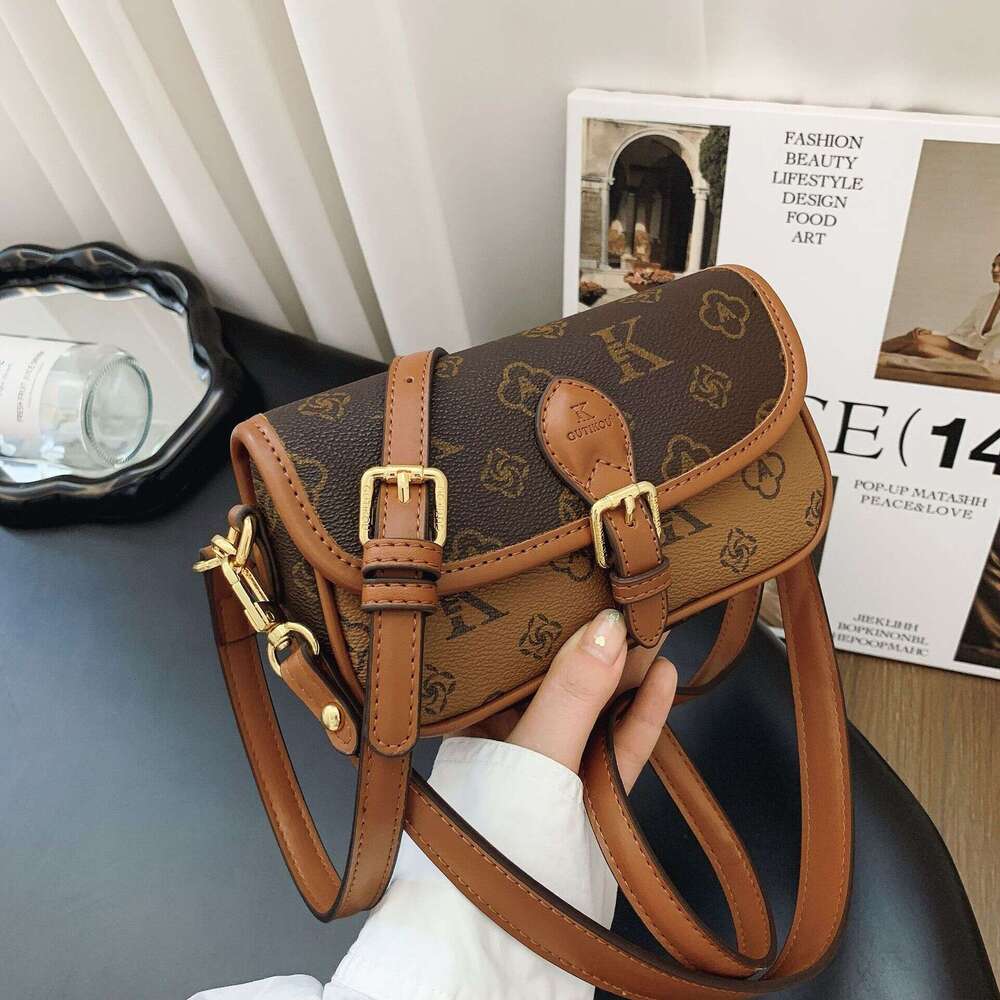 Women's spring and summer new with high-end printed shoulder versatile small square bag, trendy crossbody bag for women