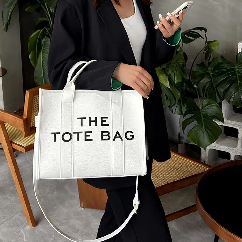 Women Designer Handbag Simple PU Letter Tote Bag Fashion Satchel Purse Large Capacity for Outdoor Travel Work Shopping