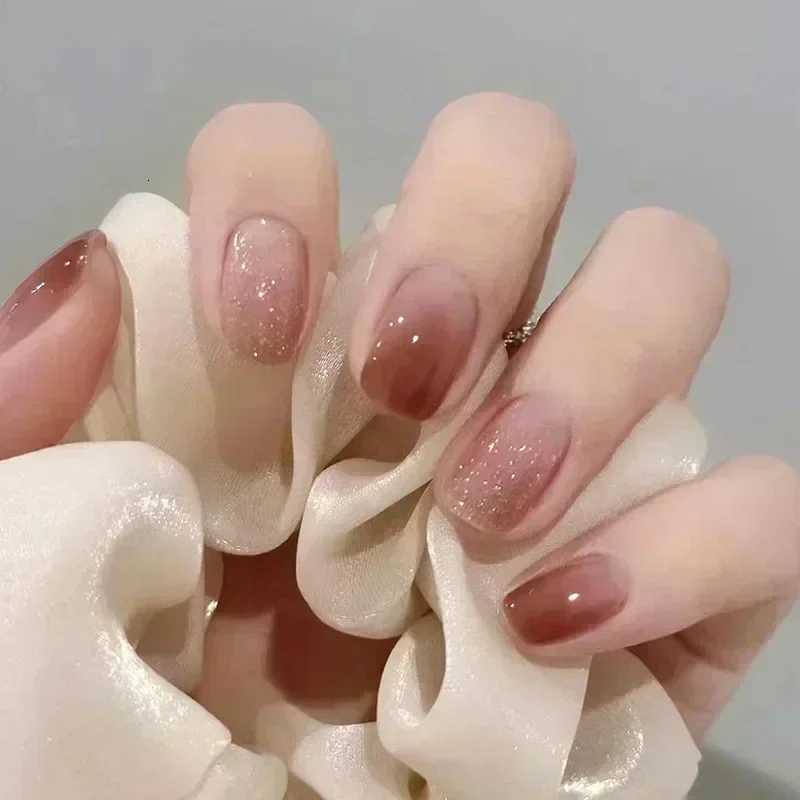24pcs Black Short Ballet False Nails with Jelly Glue French Design Detachable Fake Nails Art Heart Full Cover Press on Nails TipT251118T251119