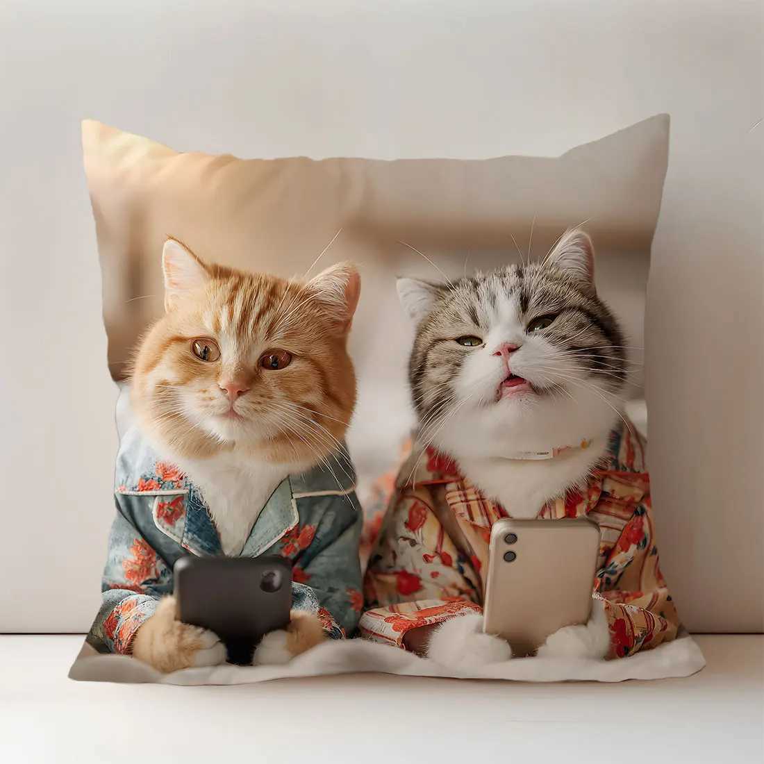 45cm Cute Cat Throw Cover Single Printing Sofa Warm Home Living Room Cushion Cover Sofa Car Decor Cat Lover GiftsM251119