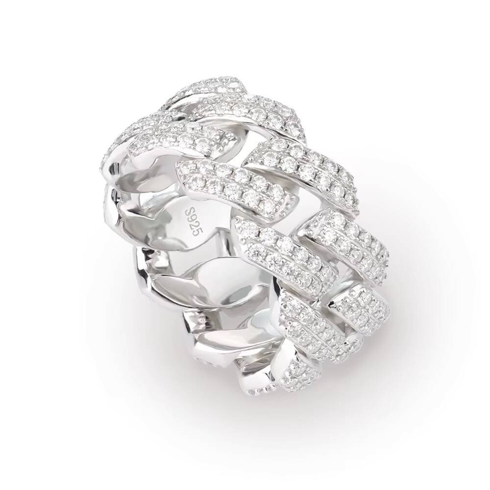 Xingyue Gems Fashion Jewelry Hip Hop 925 Sterling Silver Cuban Iced Out Moissanite Ring