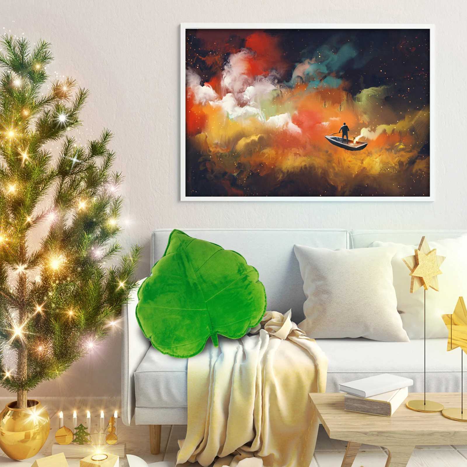 3D Leaf Throw Soft Comfortable Plant Sleeping Cushion 50cm Oversized Plush Backrest Home Bedroom Sofa DecorationM251119