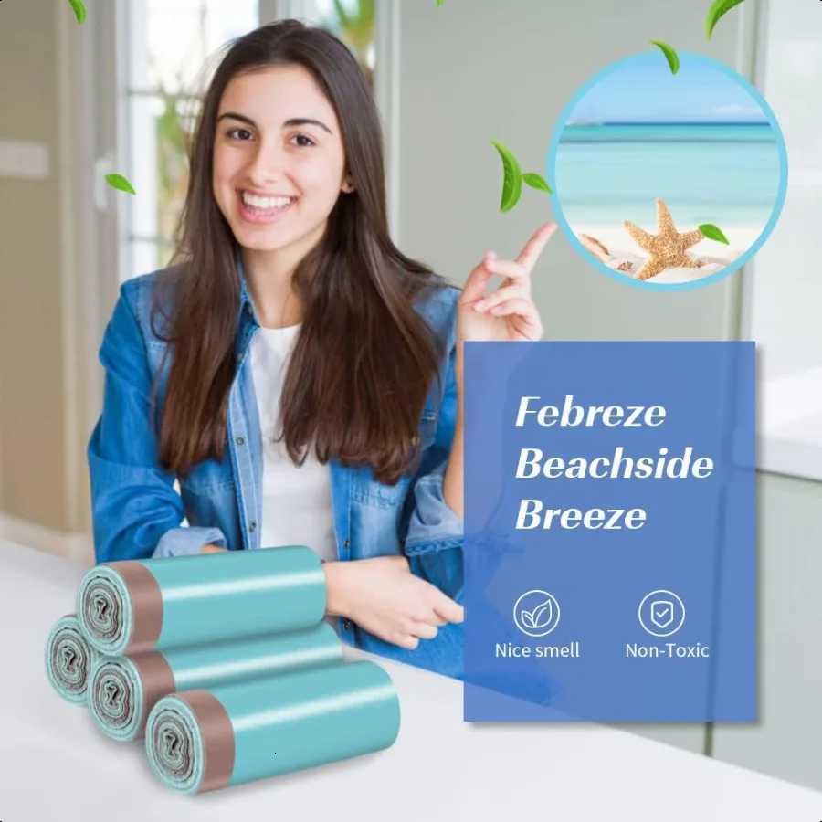 4 Gallon Small Trash Bags NoTearing Drawstring Garbage Bags for Bathroom Kitchen Beachside Breeze Scent 60 Count C251119