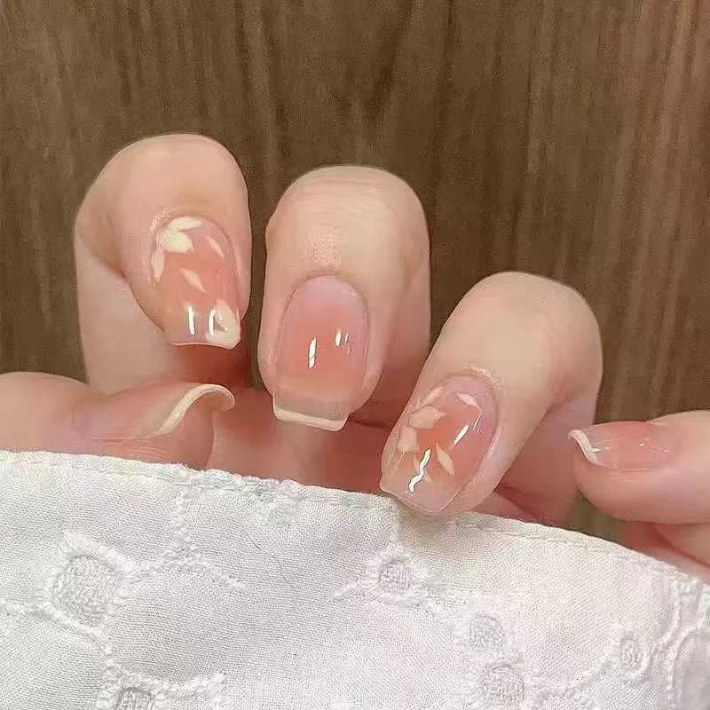 24pcs Simple Gradient Press on Nails with Star Design Short Square Fake Nail Tips Wearable Ballet False Nail Finished ManicureT251118T251119