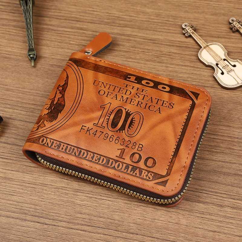 Leather Men Wallet 2024 Dollar Price Wallet Casual Clutch Money Purse Bag Credit Card Holder Fashion New Billetera HombreT251119