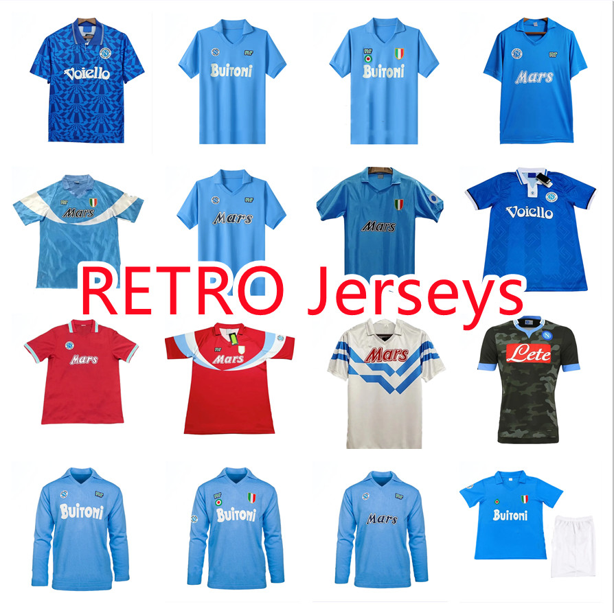 4XL Napoli 1986 87 88 89 90 91 93 Retro Jerseys MARADONA Soccer Jersey SSC Naples Football Shirts VINTAGE Calcio CLASSIC maillot de foot ZOLA FERRARA Careca long sleeve