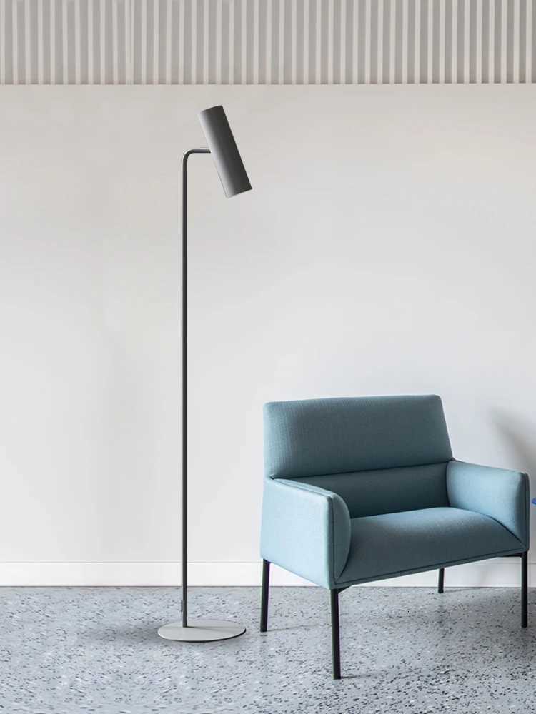 Italian Minimalist Black Floor Lamp Living Room Gray White Metal Fashion Personality Bedroom Bedside Standing Lamp M251119