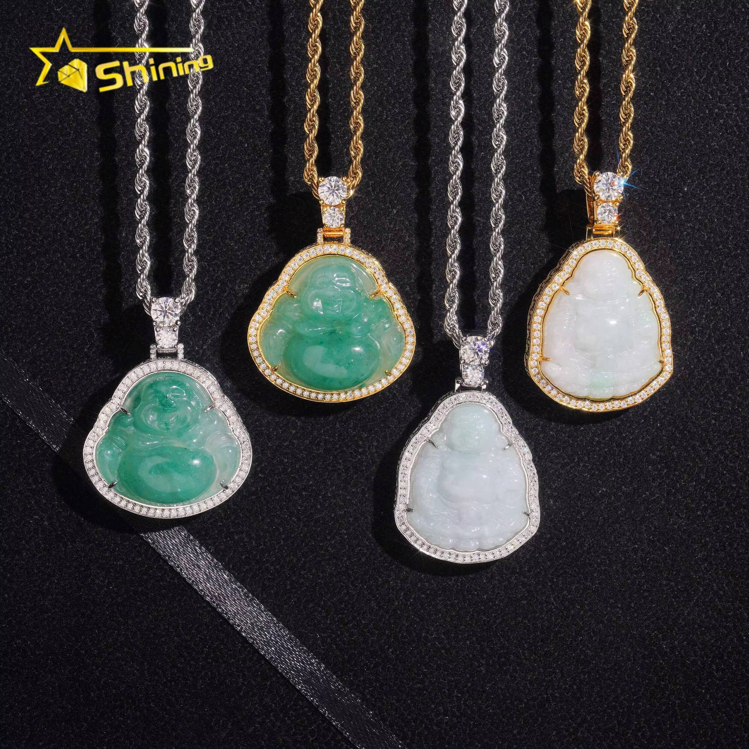 Hot Selling Jade Pendant Collection Hip Hop Pass Diamond Tester 925 Silver Iced Out Moisaanite Buddha Pendant