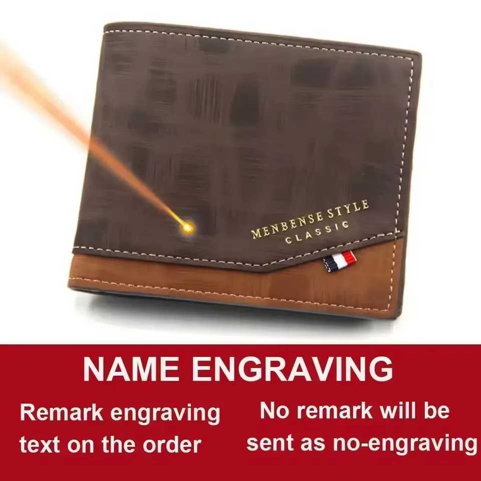 Personalized Custom Name Coin Pocket Small Wallet Free Engrave Men Wallets Card Holder Frosted Men Purses Fathers Day GiftsT251119