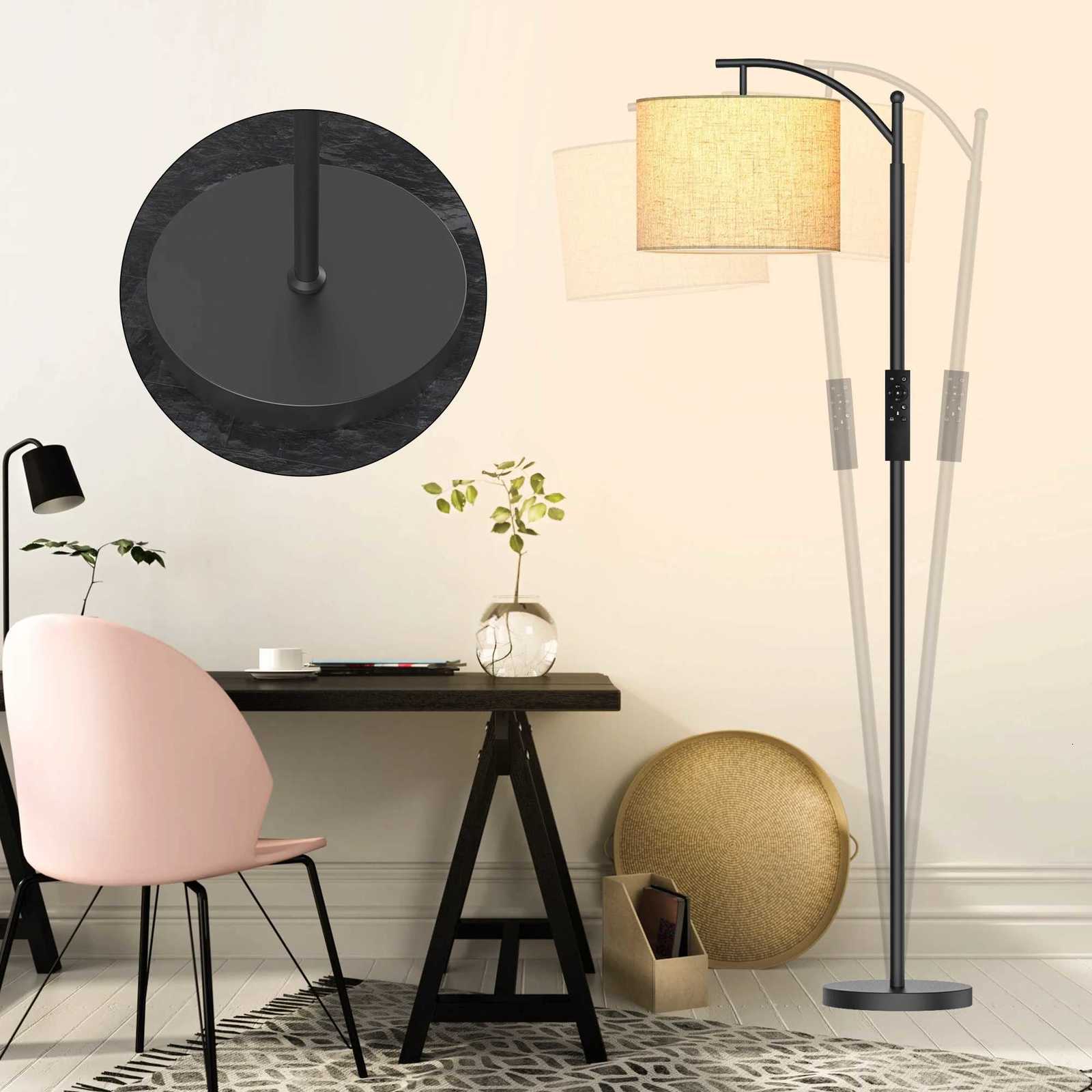62 Arched Floor Lamp with Remote Control and Bulb Included M251119