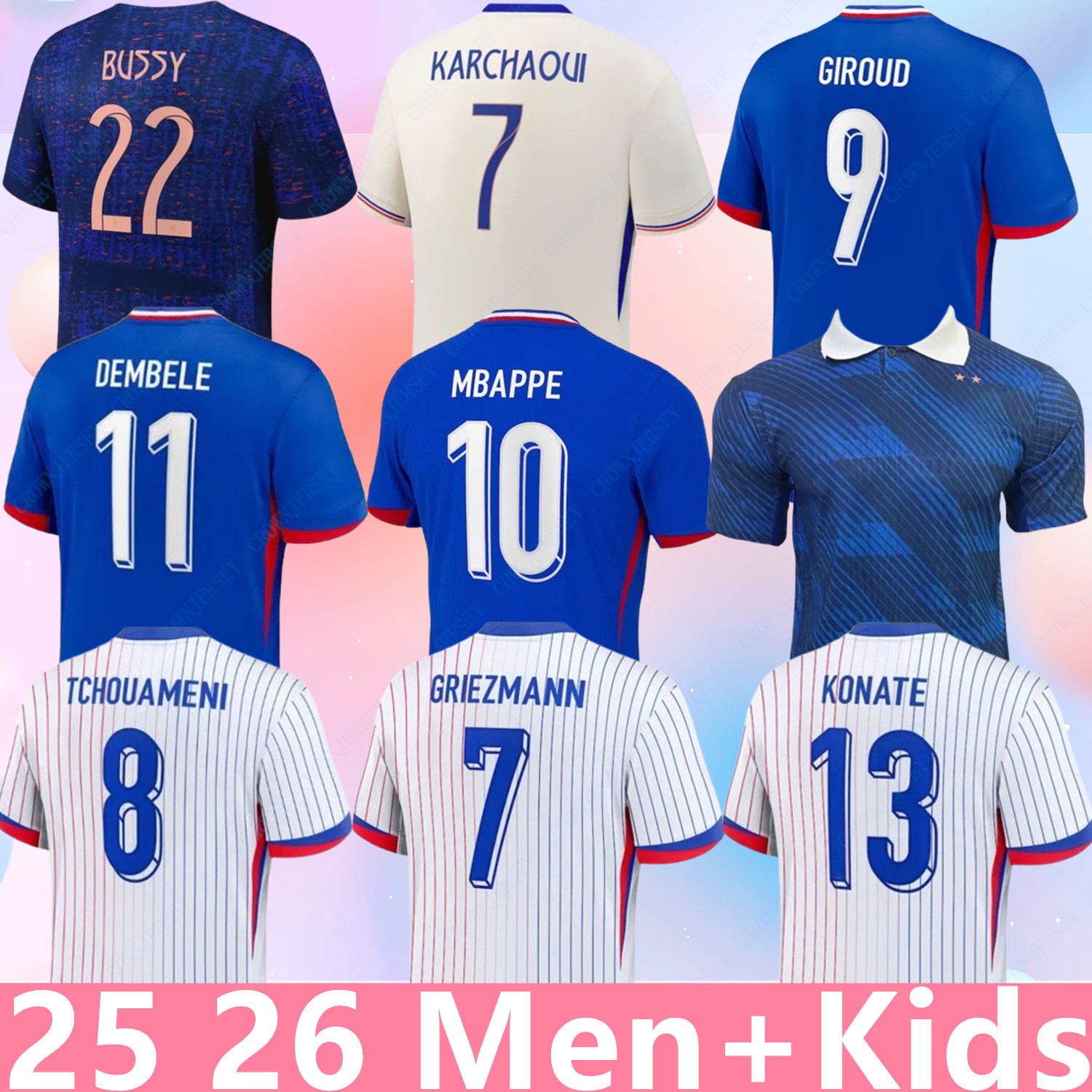 2025 2026 French MBAPPE DEMBELE Soccer Jerseys final BENZEMA GIROUD GRIEZMANN SALIBA PAVARD KANTE POGBA THURAM KOLO 25 26 Maillot De Foot Equipe Football Shirt Kids
