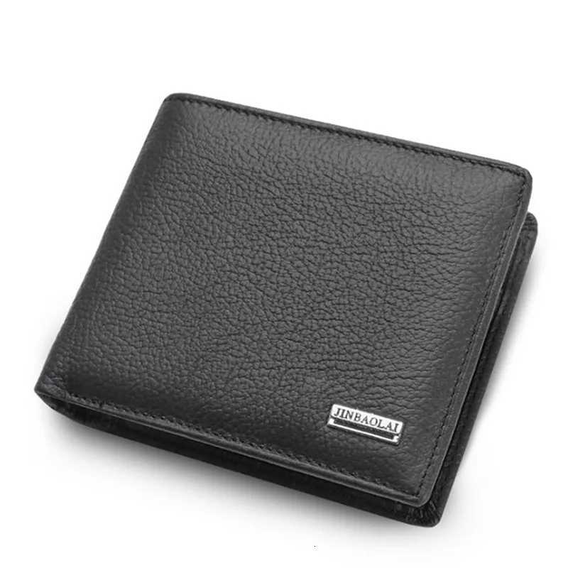 Vintage Short Men Wallets Genuine Leather Credit Card Holder Waterproof Men Purse Classic Coin Pocket Black Male WalletT251119