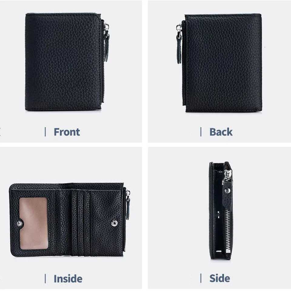 2025 Rfid-Blocking Genuine Leather Wallet Card Holder Unisex short Wallet Colorful Zipper Coin Purse Gifts Coin StorageT251119
