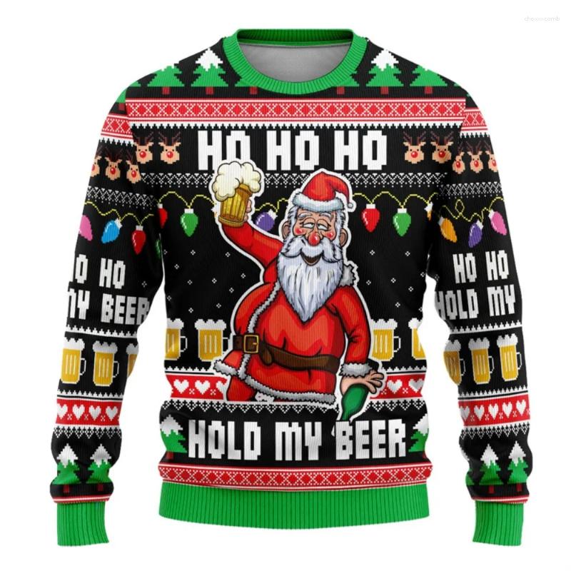 Men's Hoodies Ugly Christmas Sweater For Men Women Funny Cartoon Santa Claus Jesus Graphic Crew Neck Sweatshirt Year Holiday Pullover Tops - view 5