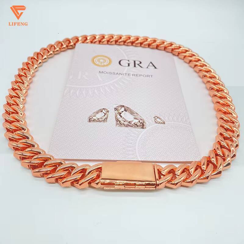 Rose Gold Plated Iced Out Chain 15mm 925 Sterling Silver Pass Diamond Tester Hip Hop Jewelry Vvs Moissanite Cuban Link Chain
