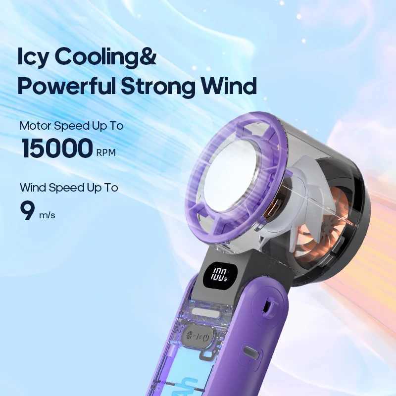 3-in-1 handheld fan portable handheld turbo fan cooling fan with digital display and adjustable speed suitable for outdoor travel and work Z250419