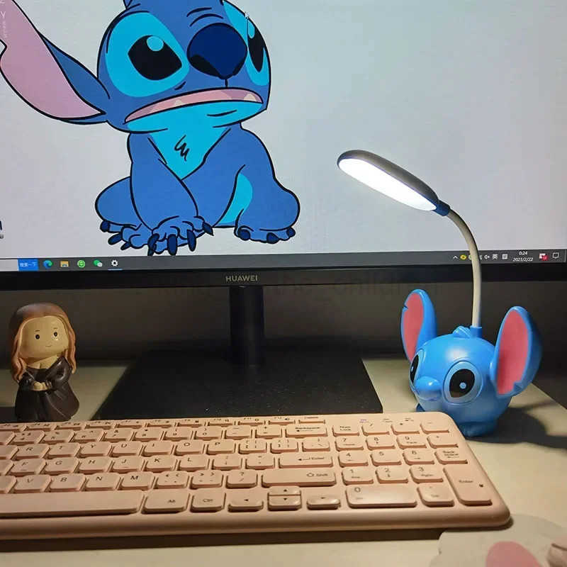 Disney Lilo Stitch Led Desk Lamp With Pencil Sharpener Foldable Light Cute Desk Lamp Usb Recharge Light Gift From Classmates W20250419