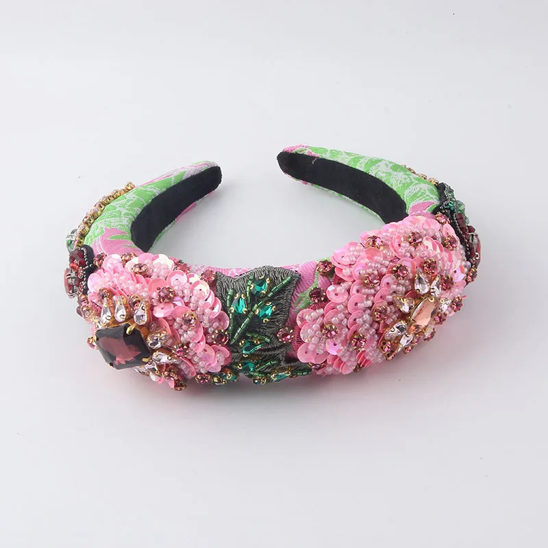 Craft Rhinestones Baroque Wide Headbands For Women Fashion Party Elastic Hairband Hair Accessoires Hair Hoop 250418