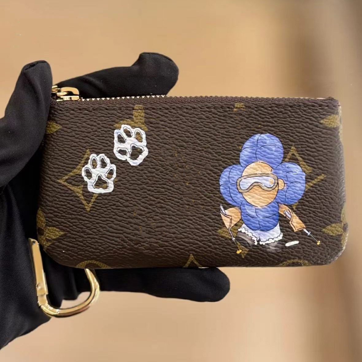 KEY POUCH Mini Holder Coin Purse Classic Holder Pocket Chain Card Zipper Purse Keychain Ring Credit Holder Stripe With Box Luxury Designer Wallet Card