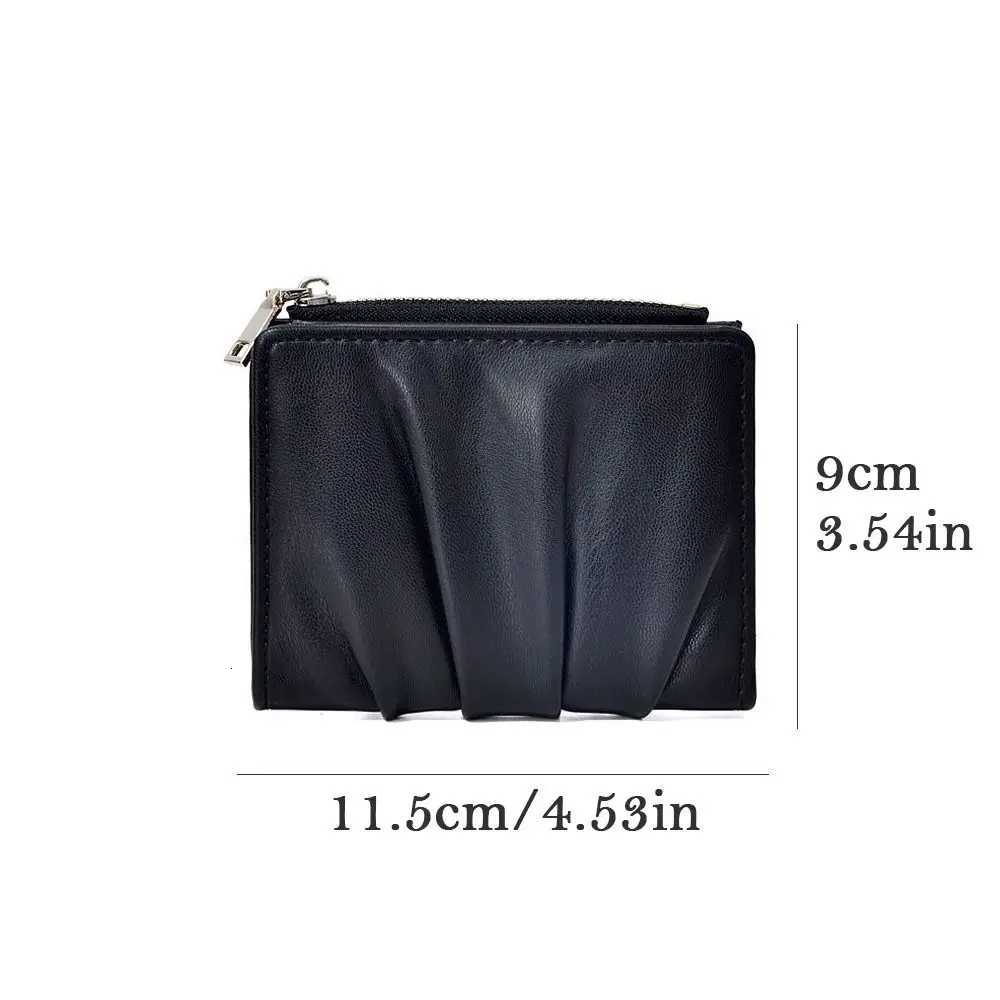 Trendy PU Leather Women Wallets Solid Color Wrinkled Female Purses Portable Card HoldersT251119