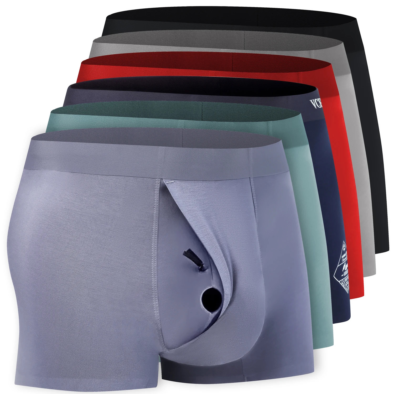 Physical therapy mens underwear with front opening adjustable loop box flat bottom pants 250417