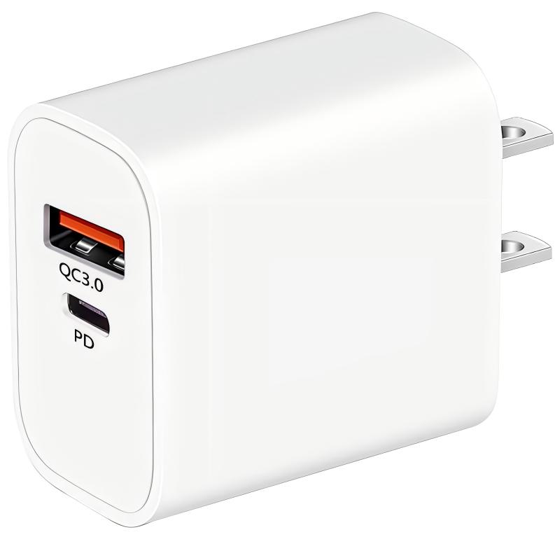 PD 20W Dual Port Charger Fast Charging White USB Charger High Performance