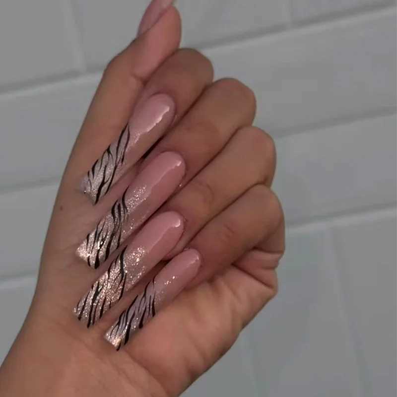 24Pcs Long False Nails Art Tips Designer Charms Pop Stretching Extension Fake Nails Supplies For Products Press On Y2K BalletT251118T251119