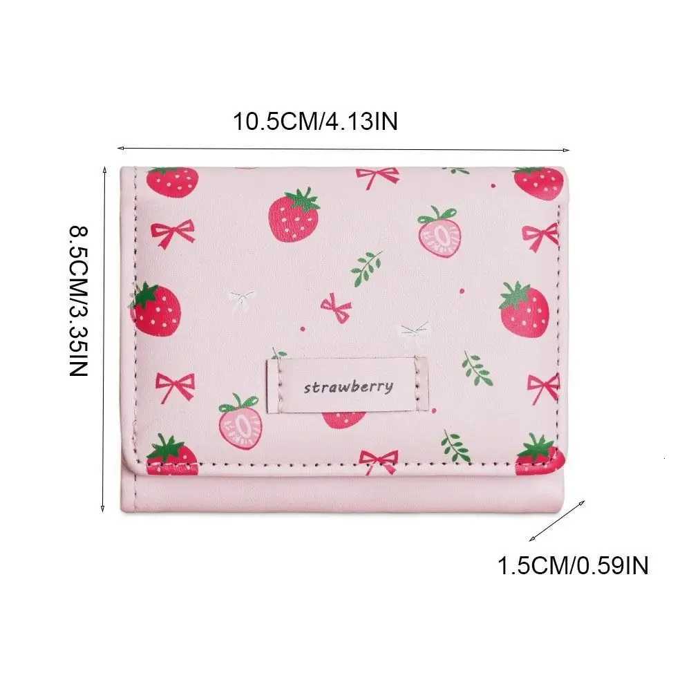 Portable Strawberry Tri-fold Wallet Printing Korean Style PU Leather Wallet Multi-Slot Folding Card Holder GirlT251119
