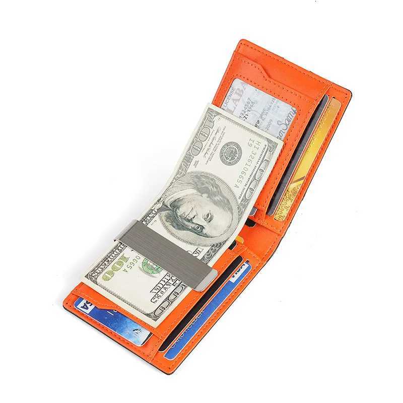 RFID Blocking Genuine Leather Wallet For Men Cash Clip Credit Card Holder ID Case Purse Small Pocket Money BagT251119