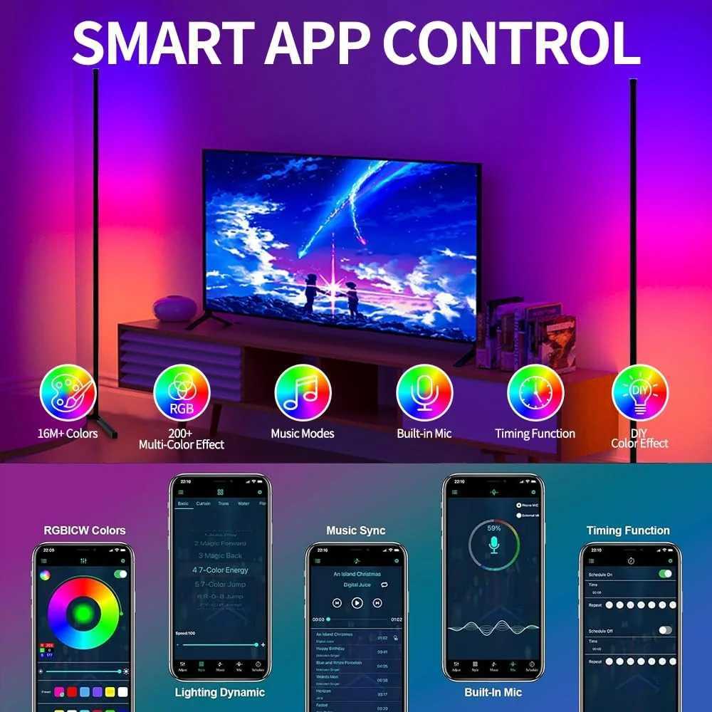 Smart Led Living Room Floor Lamp Rgb Corner Floor Lamp Music Synchronization Application Program Control Suit for Living Room M251119