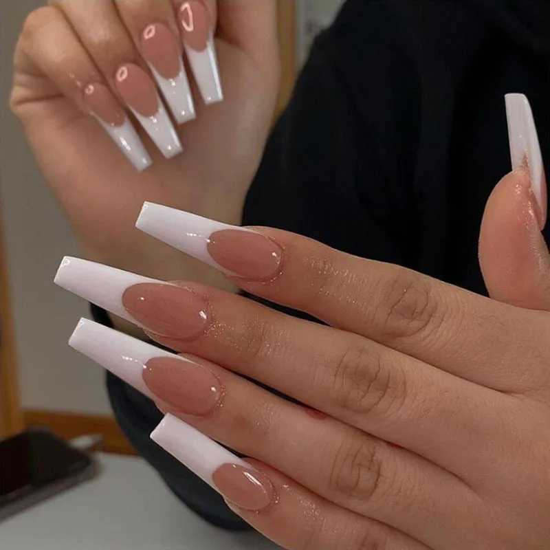 Nail Art Fake Nails Artificial Square Head Press on Acrylic Nail Tips Seamless Removable False Nails Ballerina Press on NailsT251118T251119