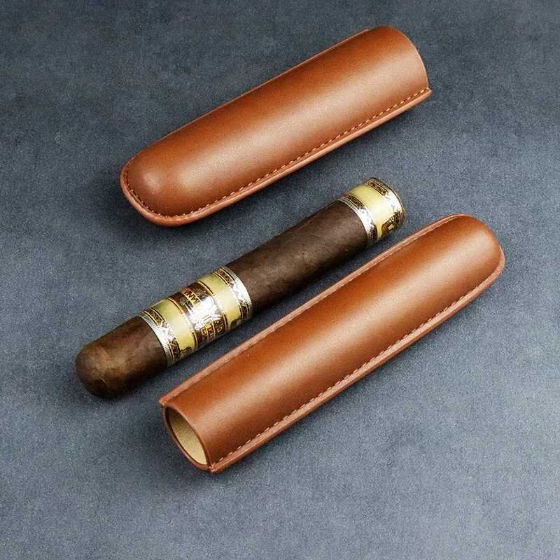 Leather Cigar Tube Humidor Portable Waterproof Cigar Tube Holder Travel Moisturizing Cigars AccessoriesC250419