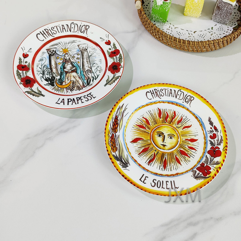 Ceramic 8-Inch Hotel Western Restaurant Bone China Steak Plate 4-Piece Circular Box Packaging Gift