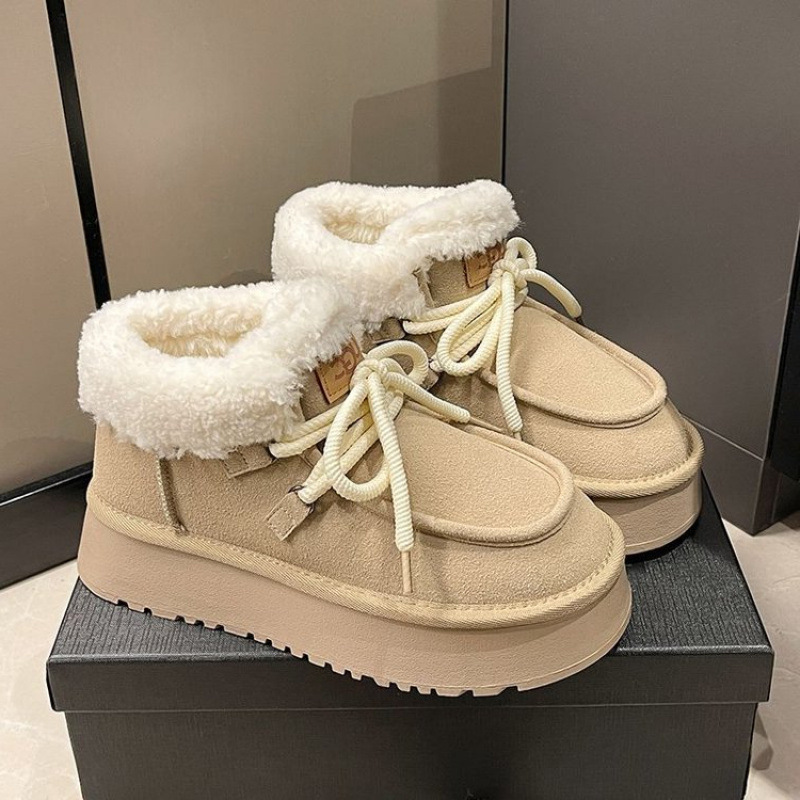 Hot new free shipping designer shoes for womens snow boots khaki brown Soft leather lambhair round toe thick soled snow boots