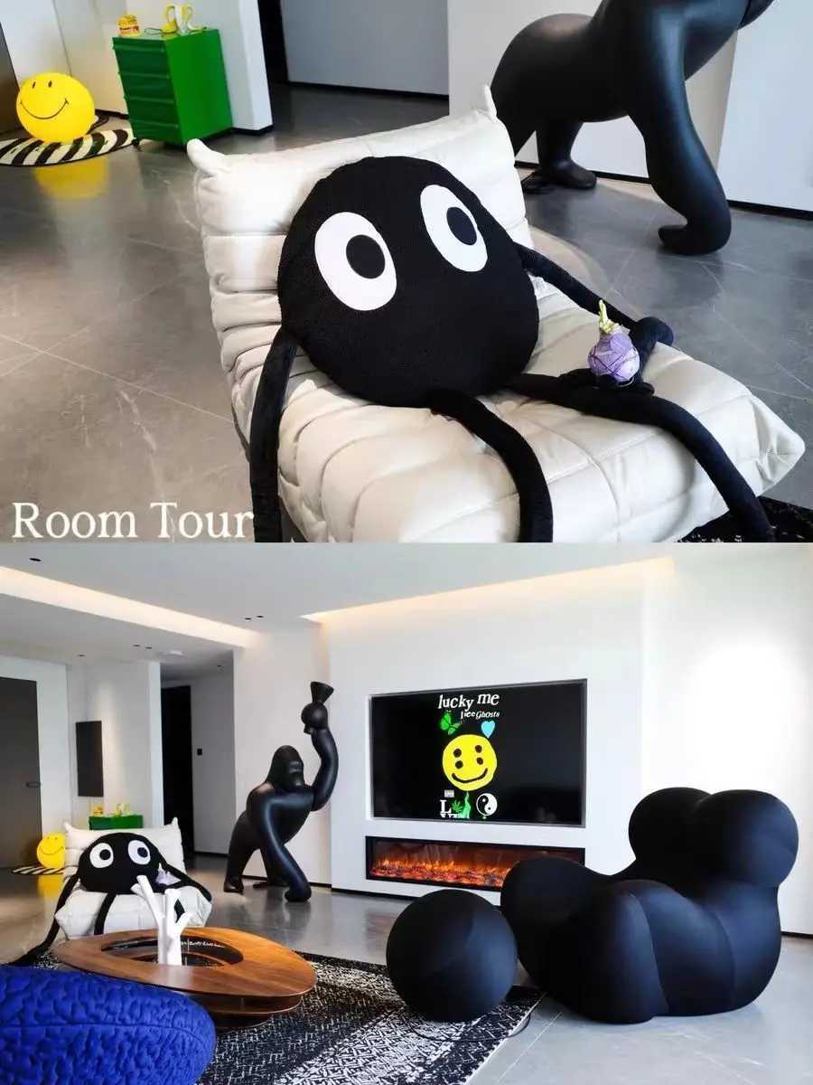 Cushion Black Coal Ball Doll Sofa Bedroom Funny Cushion Sofa Home Decoration Cute M251119