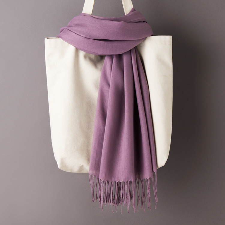 K439 Cross-border autumn and winter thin imitation cashmere solid color scarf for women couples long warm neck scarf with tassel shawl