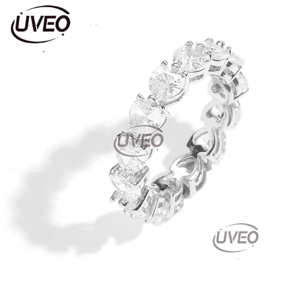 Luxury designer Love Pink Ice out VVS Moissanite Ring for men and women Heart Hip Hop ring with free shipping