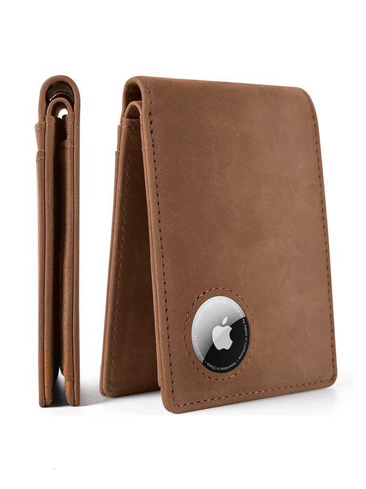 Retro Minimalist Mens AirTag Wallet RFID Wallet Multi Card Holder for Apple AirTagT251119