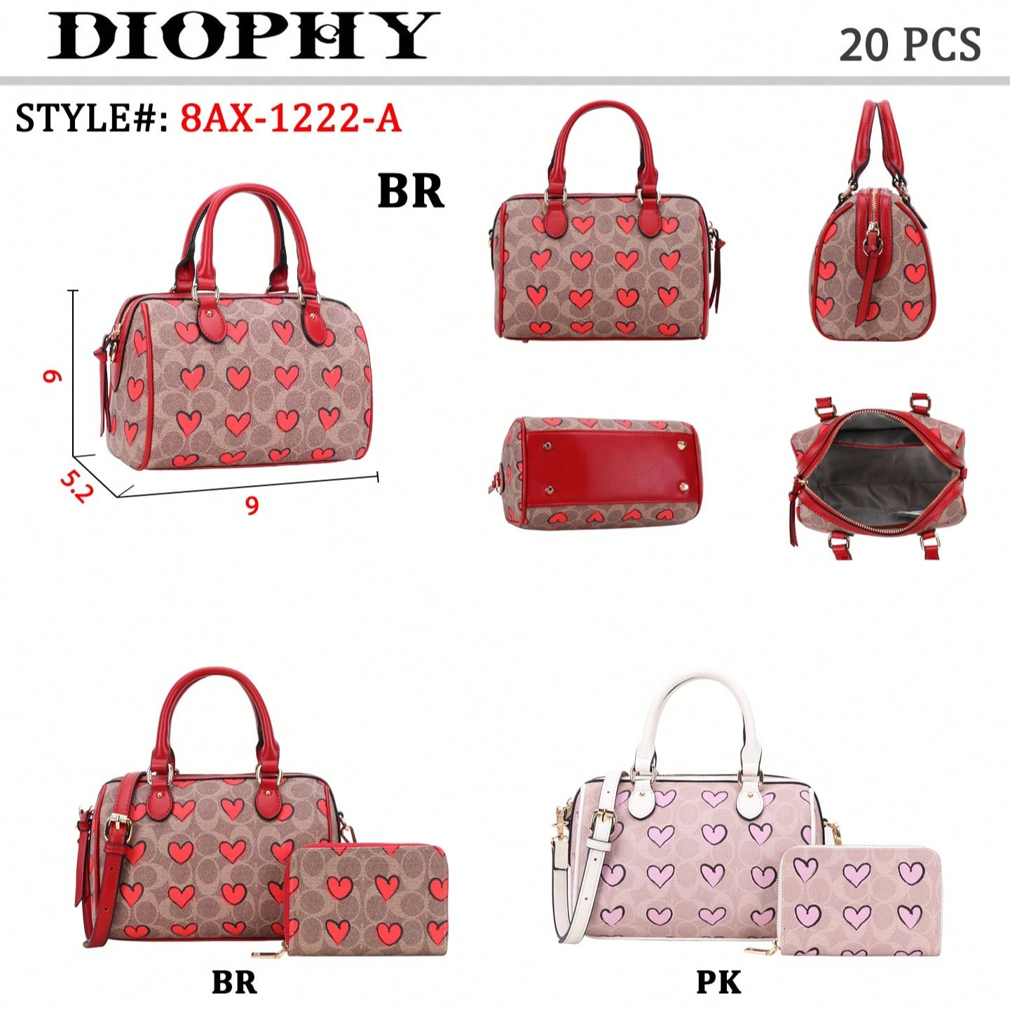 Womens Rowan Satchel In Signature Canvas With Stripe Heart Print