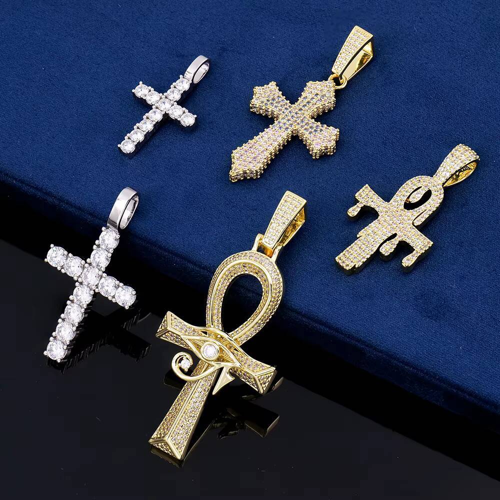 Mens Hip Hop Fine Jewelry 925 Sterling Silver Iced Out Custom Gra Vvs Diamond Mossanite Moissanite Chain Necklace Cross Pendant