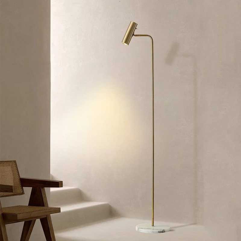 Modern Minimalist Floor Lamp Bedroom Office Metal Marble Base Standing Lights Simple Vintage Living Room Home Decor Floor Lights M251119